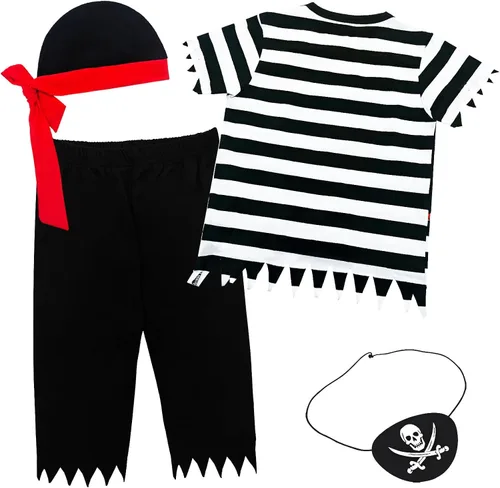 Vista 2 de Toddler Boys Girls Halloween Costume, Cosplay Clothes for Kids, Child Doctor Pirate Role Play T-Shirt Pant Set