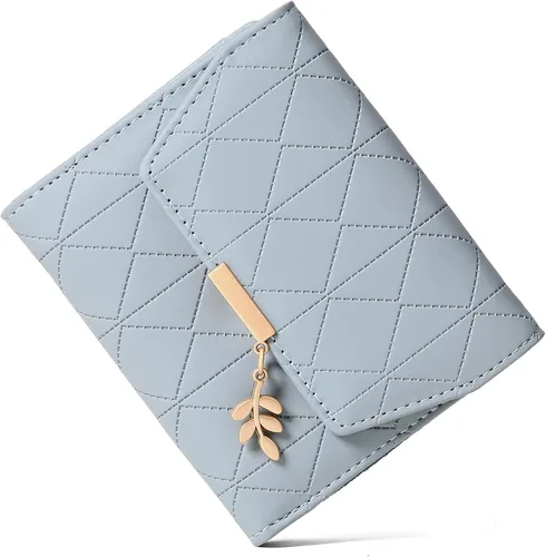 Vista 16 de RNIEGA Cartera pequeña de cuero para mujer, con bloqueo RFID, tarjetero compacto con cremallera y bolsillo para monedas con ventana de identificación