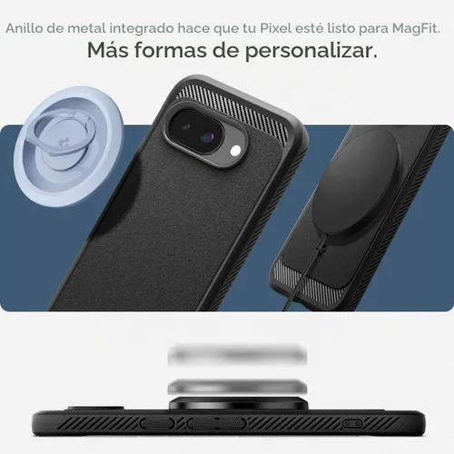Vista 4 de Spigen Funda para Pixel 9a, Rugged Armor MagFit (2025) [compatible con accesorios MagSafe] - Negro mate