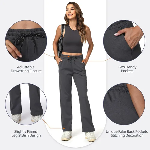 Vista 5 de Haowind Pantalones deportivos para mujer con bolsillos, ligeros, para entrenamiento, atletismo, correr, gimnasio, descanso, pantalones casuales