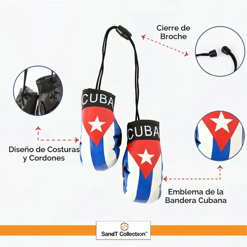 Vista 4 de SandT Collection Guantes de boxeo pequeños con bandera del país - Guantes de boxeo para colgar Cuba