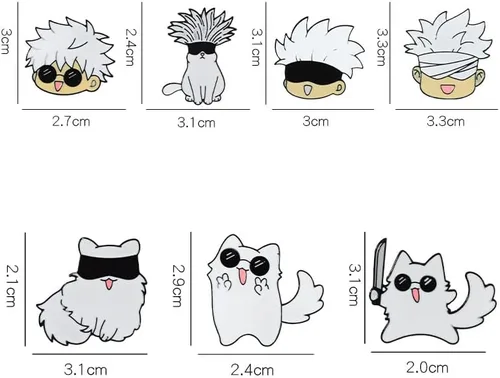 Vista 2 de Broche Jujutsu-Kaisen de 7 piezas, anime Satoru Gojo Cosplay Pin Cosplay accesorio