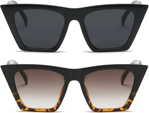 Vista 2 de Gafas de sol cuadradas ojo de gato para mujer, gafas de sol clásicas de cato oversize para mujeres