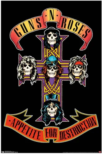 Vista 16 de Trends International Guns N' Roses - Póster de pared con cruz, 14.725 x 22.375 pulgadas, versión con marco de madera tipo granero Versión enmarcada