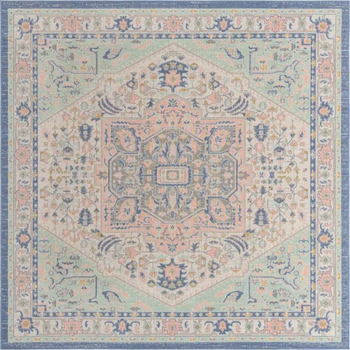 Vista 31 de Unique Loom Whitney Collection - Alfombra rectangular de 5 pies 3 pulgadas x 8 pies, color azul Multicolor/Azul
