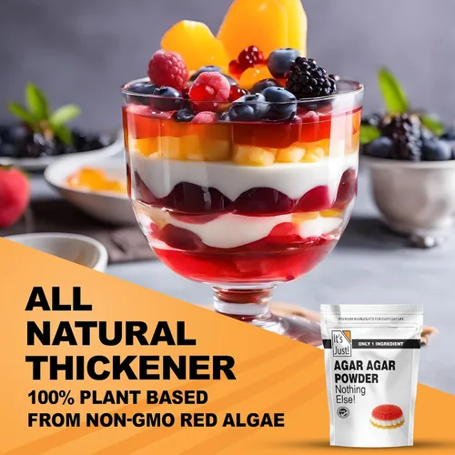 Vista 3 de It's Just - Agar Agar polvo 6 onzas, sustituto de gelatina vegana, espesante 100% vegetal, sin sabor, sin transgénicos
