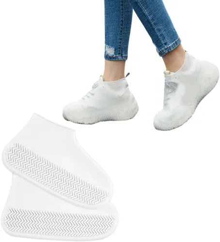 Vista 11 de 1 par de fundas reutilizables para zapatos, impermeables, antideslizantes, de silicona, resistentes al desgaste, botas de lluvia para botas al aire