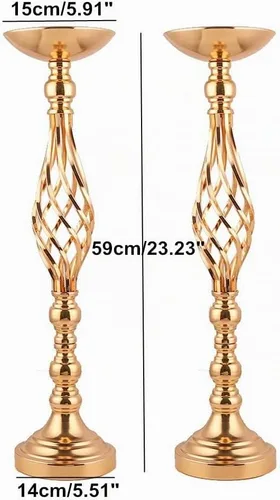 Vista 8 de Centros de mesa de boda de metal dorado - Soportes giratorios para candelabros y jarrones de flores para mesas de recepción ['Oro']