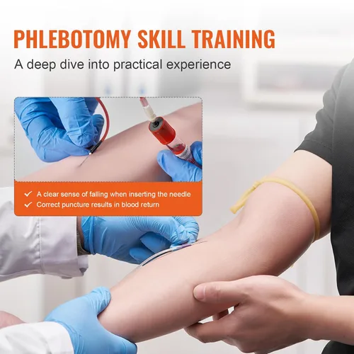 Vista 3 de Kit de práctica de flebotomía VEVOR, kit de entrenamiento intravenoso de venopunción IV, kit de práctica de brazo IV de alta simulación con bolsa