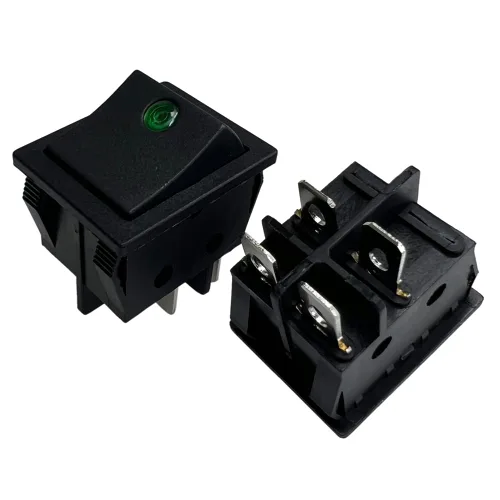 Vista 28 de Interruptor basculante DPST On-Off Unilluminated Negro 4 Pin 1.220x0.984 in Rectangular Snap-in Interruptor de alimentación de palanca