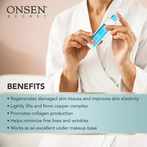 Vista 5 de Onsen Secret Loción hidratante antienvejecimiento orgánica de hidratación diaria crema de día y noche, crema facial antiarrugas, colágeno totalmente