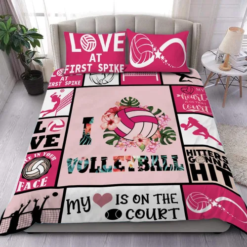 Vista 9 de Juego de ropa de cama de voleibol, edredón de microfibra para deportes, voleibol, tamaño King, Queen, individual, decoración para el hogar