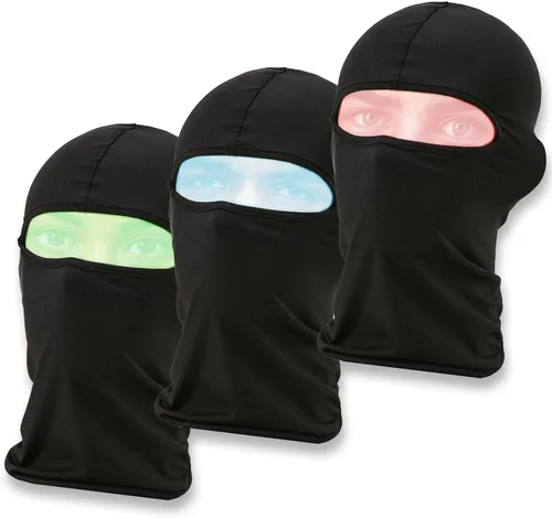 Vista 8 de Paquete de 3 pasamontañas con un agujero, máscara de esquí de verano, para refrescar el sudor, protector UV, gorra de cara completa, bufanda