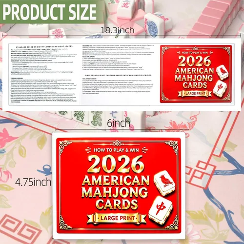 Vista 3 de Mahjong Cards 2026-Paquete de 4 tarjetas Mahjong americanas