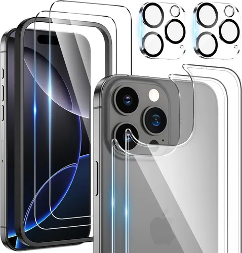 Vista 10 de Maxdara [6 en 1] Protector de Pantalla para iPhone 14 Pro (6.1 pulgadas), Paquete de 2 Protectores de Pantalla Trasera para iPhone 14 Pro