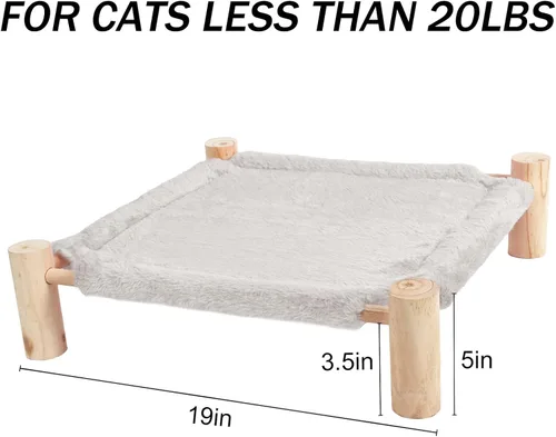 Vista 5 de Patas Lague Hamaca autocalentable para gatos, cama para perros pequeños, cama térmica de madera elevada para gatos, cama elevada para mascotas suave