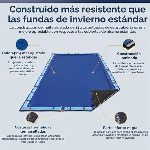 Vista 3 de Blue Wave Cubierta de invierno dorada de 15 años para piscina enterrada rectangular de 12 pies x 20 pies