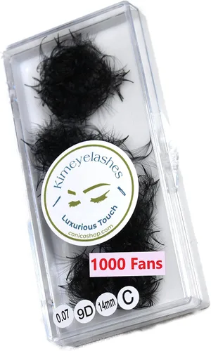 Vista 7 de 6D - 0.07 C y D Curl 1000 Abanicos de volumen prehechos sueltos, extensiones de pestañas hechas a mano, suministros de volumen ruso para abanicos