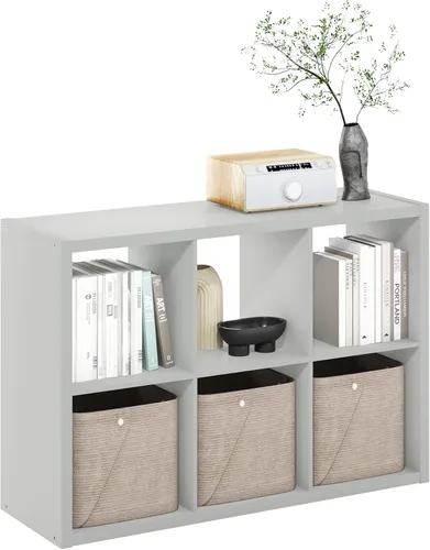 Vista 27 de Furinno Estantería para cubículos, estantería apilable, organizador de almacenamiento en cubos con parte trasera abierta, extragruesa, 15.8 x 15.8 x