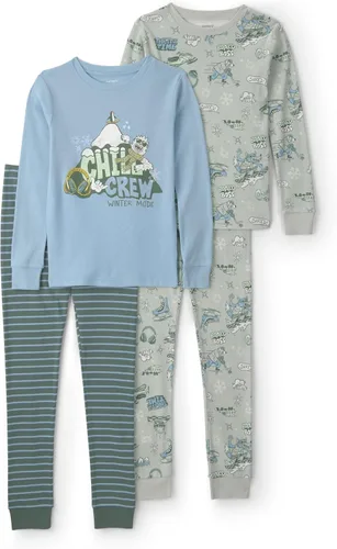Vista 27 de Carter's Conjunto de pijama de algodón ajustado de 4 piezas para niños Perro rayado