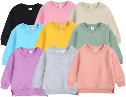 Vista 2 de LNICAER - Sudadera con cuello redondo para niños y niñas, de forro polar, color sólido, abrigo cálido para otoño e invierno