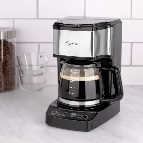 Vista 4 de Capresso Mini cafetera de goteo de 5 tazas, negro y acero inoxidable