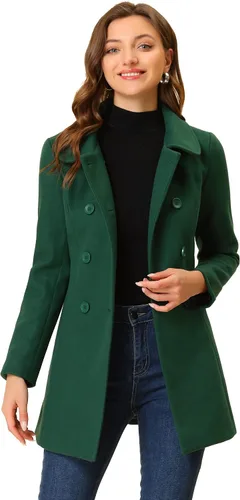 Vista 11 de Allegra K Abrigo Largo De Invierno Con Cuello Peter Pan Y Doble Botonadura Para Mujer Beige