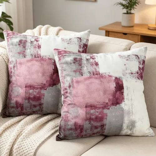 Vista 6 de OYIMUA Juego de 2 fundas de almohada azules de 18 x 18 pulgadas, modernas fundas de almohada abstractas azules y grises para sofá, fundas
