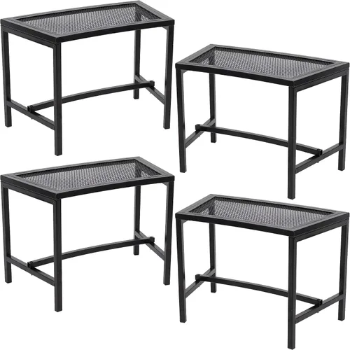 Vista 10 de Sunnydaze Banco curvado de malla para exteriores, juego de banco de metal para patio, asientos exteriores resistentes para patio trasero o hoguera