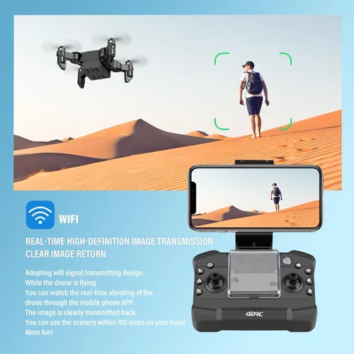 Vista 5 de Mini dron con cámara 4K y estabilización de seis ejes Mini Shuttle FPV Drone plegable UAV encubierto de cuerpo pequeño con una tecla