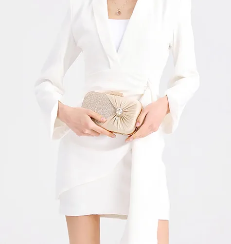 Vista 6 de Covelin Bolso de mano plisado de moda para mujer con bolso de noche de diamantes