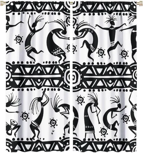 Vista 48 de Kokopelli - Cortinas opacas para cocina, decoración de sala de estar, dormitorio, 21 x 45 pulgadas, 2 paneles