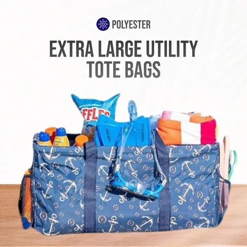 Vista 7 de Bolsa de utilidad extragrande Lucazzi - Cesta de lona rectangular plegable reutilizable con marco de alambre con dos bolsillos exteriores