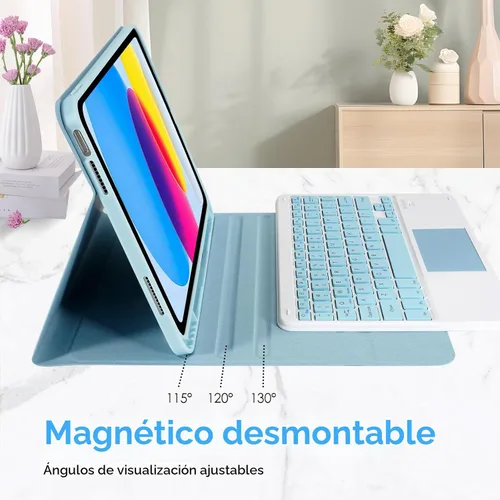 Vista 3 de LAMA Funda con Teclado Touchpad para iPad (A16) 11ª generación 2025/10ª generación 2022, funda tipo folio con soporte para lápiz, trackpad