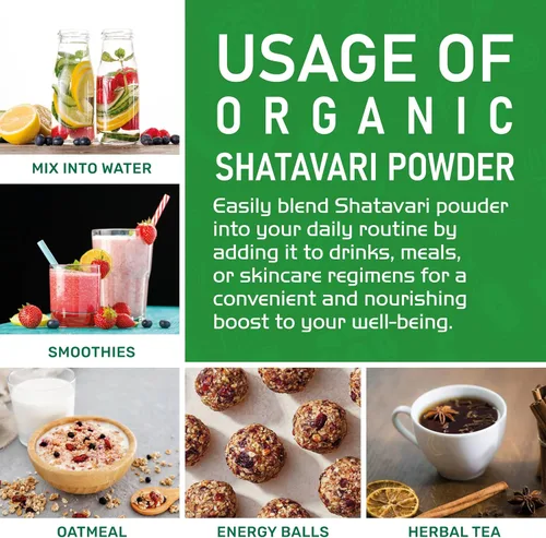 Vista 7 de Jiva Organics Shatavari Orgánico Polvo Bolsa a Granel de 14 onzas – Espárragos racemosus – Hierba Ayurvédica Pura