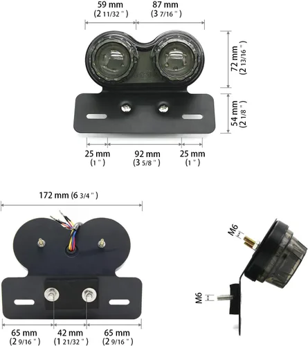 Vista 3 de Bobber Cafe Racer ATV Chopper Luz trasera LED Integrada Correr Lámpara de señal de giro Soporte de placa de matrícula Lámpara trasera