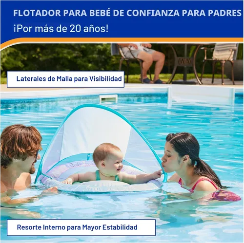 Vista 4 de SwimWays Baby Spring Float, Baby Pool Float with Canopy, Swim Training PFD, Swimming Pool Accessories for Babies and Toddlers 9-24 Months