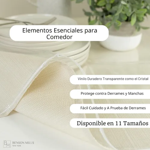 Vista 3 de Benson Mills - Mantel de plástico transparente resistente, 100% impermeable y a prueba de derrames de aceite, de PVC de vinilo, cuadrado, para mesas