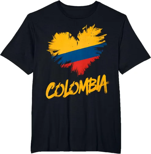 Vista 37 de Camiseta con la bandera del corazón de Colombia