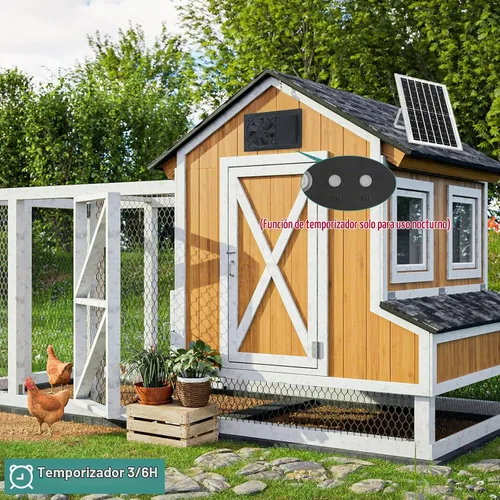 Vista 3 de Ventilador solar para gallinero con cable de 16.4 pies, temporizador de 3/6