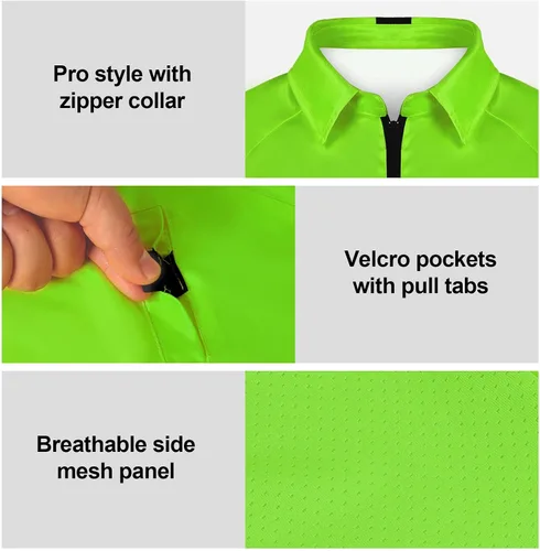 Vista 5 de Camisa de árbitro para hombre, camiseta de árbitro de fútbol amarillo/verde, camiseta oficial de árbitro de fútbol profesional para hombre
