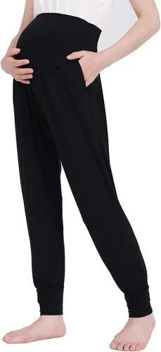 Vista 3 de Yawrut Pantalones de maternidad para mujer, elásticos, cómodos, casuales, con bolsillos