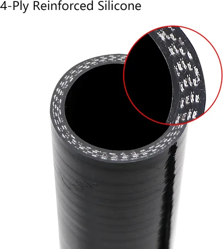 Vista 2 de 1.5" ID, 7" de longitud de pierna, codo de 90 grados, manguera acopladora de silicona, manguera de tubo de silicona universal reforzada de 4 capas