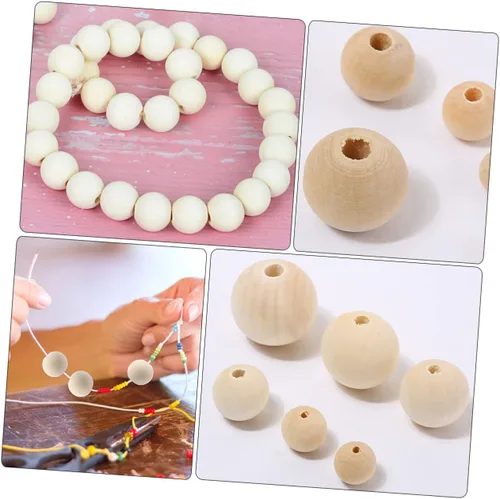 Vista 6 de COHEALI 100 cuentas de madera natural para manualidades, atrapasueños, cuentas sueltas para decoración de joyas y proyectos hechos a mano