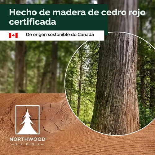 Vista 5 de Northwood Sauna - Termómetro e higrómetro de sauna 2 en 1 - Fahrenheit y Celsius - Hecho a mano con madera de cedro rojo canadiense - Lujosos diales