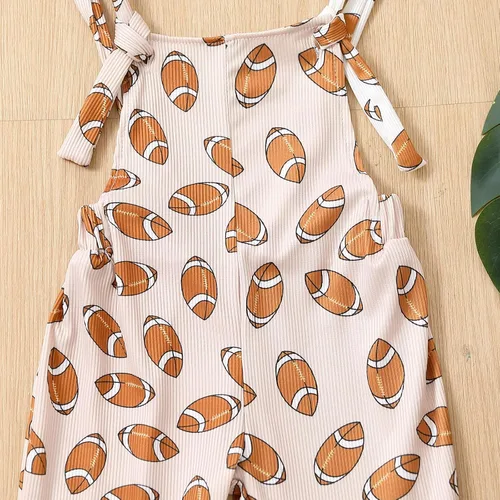 Vista 3 de Lamuusaa Traje de fútbol para niña pequeña, sin mangas, con tirantes, overoles acampanados, talla 6M-4T