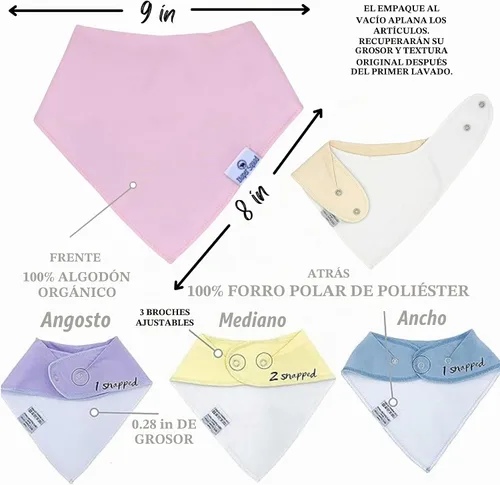 Vista 4 de Diaper Squad 10-Pack Organic Cotton Baby Bibs for Baby Boy, Girl Pastel