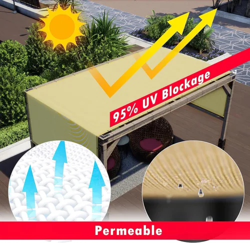 Vista 2 de ShadeMart Cubierta de pérgola de 8 x 12 pies con varillas pesadas, toldo de repuesto universal para exteriores, paño de protección solar con 90%