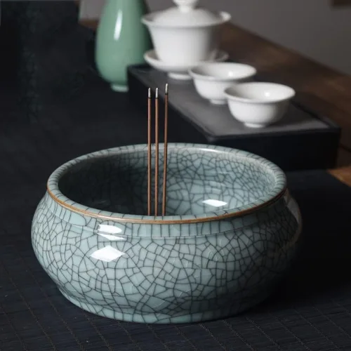 Vista 8 de BONAD Incense Holder Celadon Incense Burner Ceramic Large Incense Burner Household Plate Incense Sandalwood Tower Incense Living Room Incense Cone