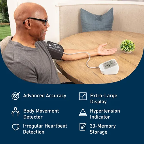 Vista 2 de OMRON Monitor de Presión Arterial Silver para Uso Doméstico y Brazalete de Presión Arterial para Brazo Superior - Marca #1 Recomendada por Médicos